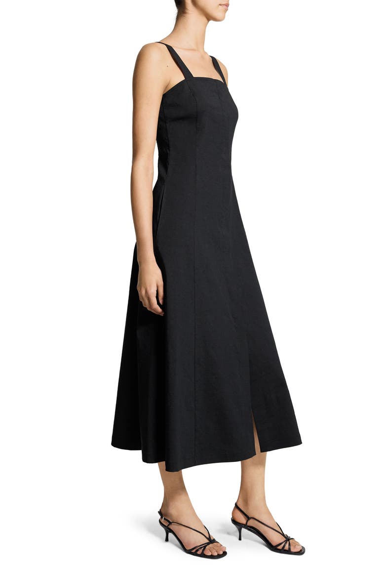 Square Neck Midi Dress, Alternate, color, BLACK