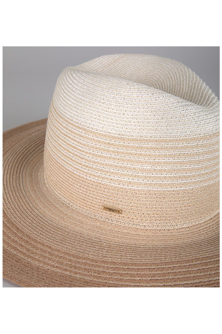 Emmanuelle UPF 50+ Wide Brim Packable Straw Fedora, Alternate, color, IVORY/ NATURAL/ CAMEL