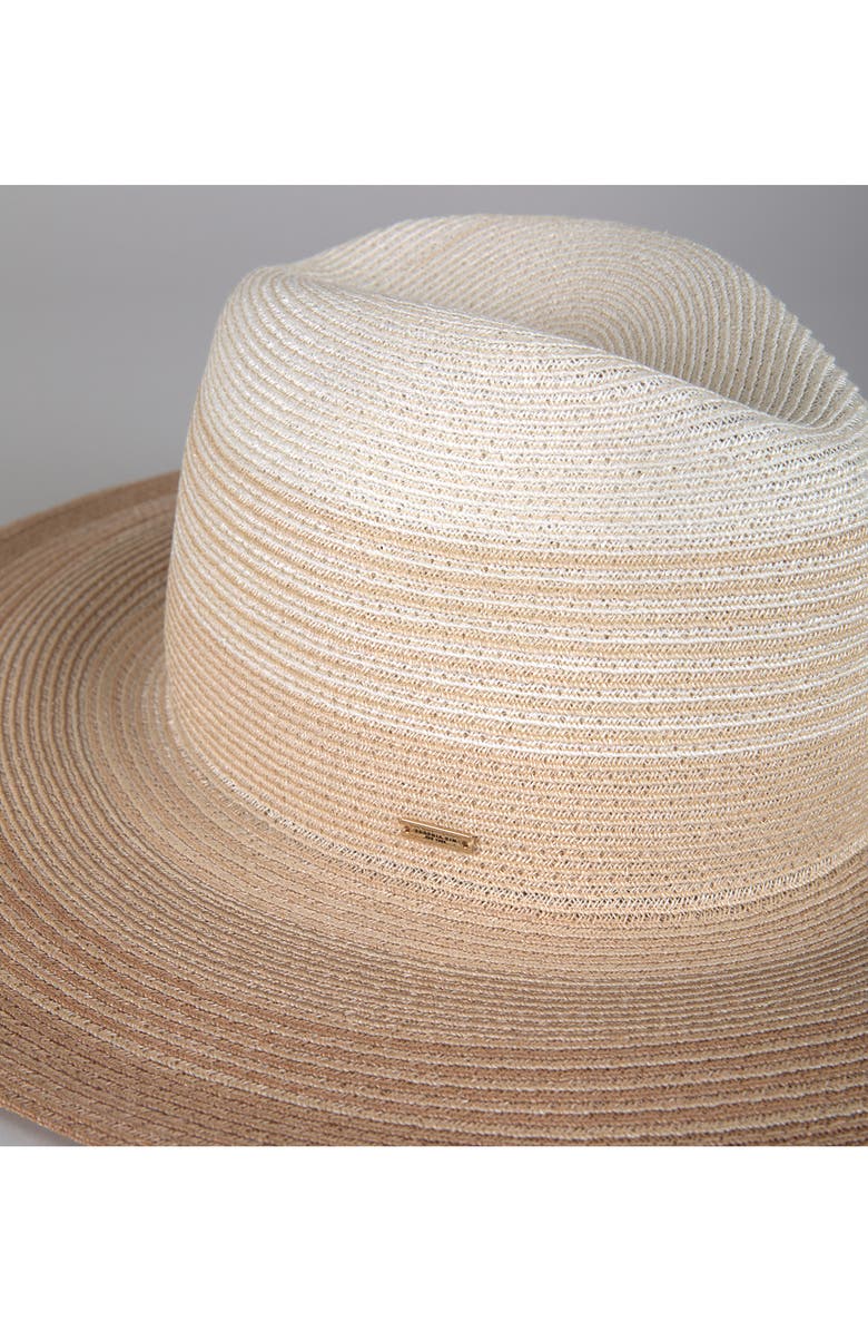 Eugenia Kim Emmanuelle UPF 50+ Wide Brim Packable Straw Fedora, Alternate, color, Ivory/ Natural/ Camel