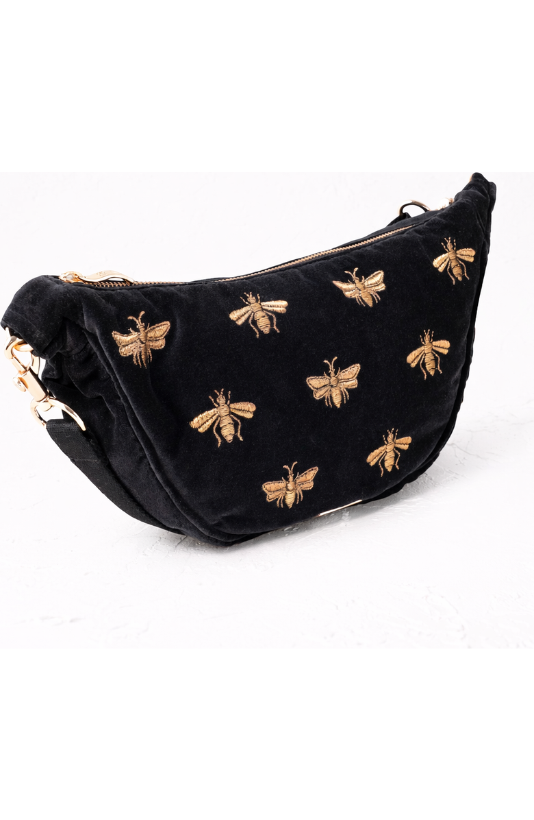 Elizabeth Scarlett Honey Bee Velvet Crossbody, Alternate, color, Charcoal