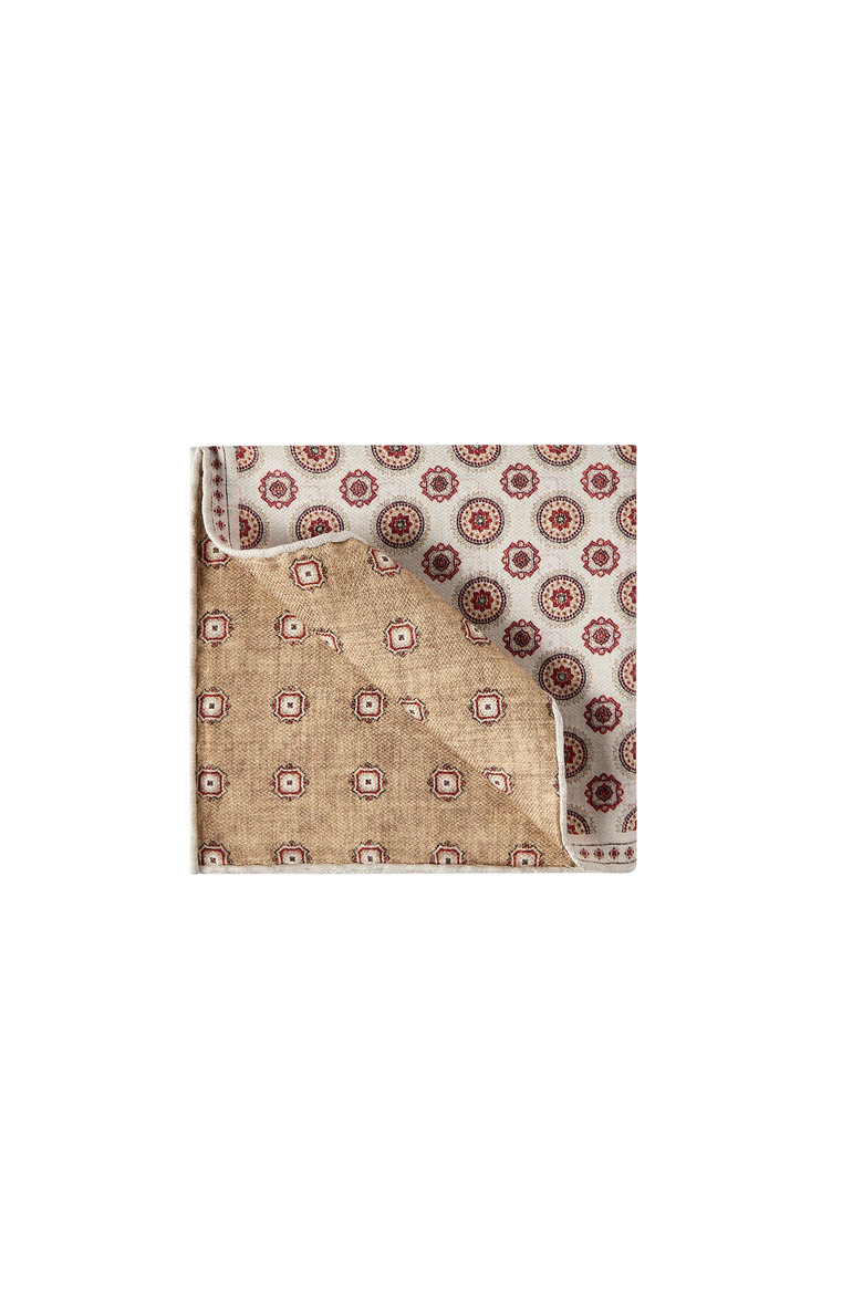 Silk pocket square with medallion design, Alternate, color, White