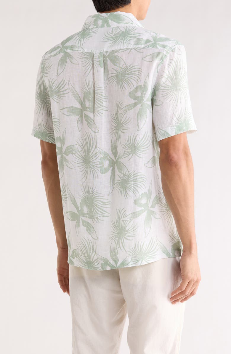 Bugatchi Jackson Floral Linen Camp Shirt, Alternate, color, Forrest