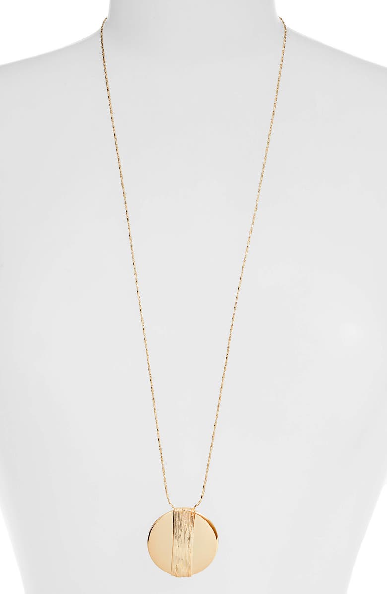 Halogen<sup>®</sup> Textured Disc Pendant Necklace, Main, color,