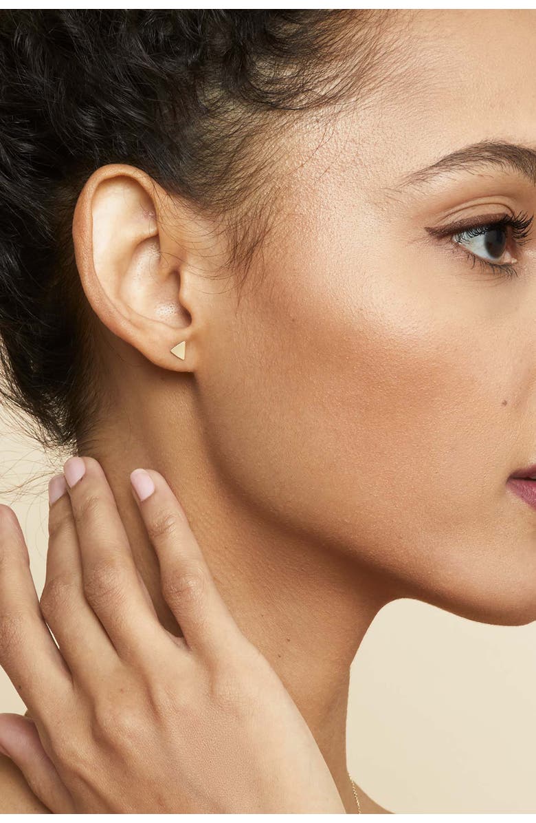 Oradina 14K Yellow Gold Triangle Studs, Alternate, color, Yellow Gold