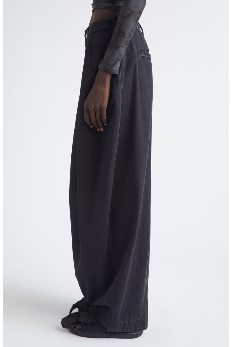 Simone Pleated High Waist Wide Leg Jeans, Alternate, color, CHARCOAL