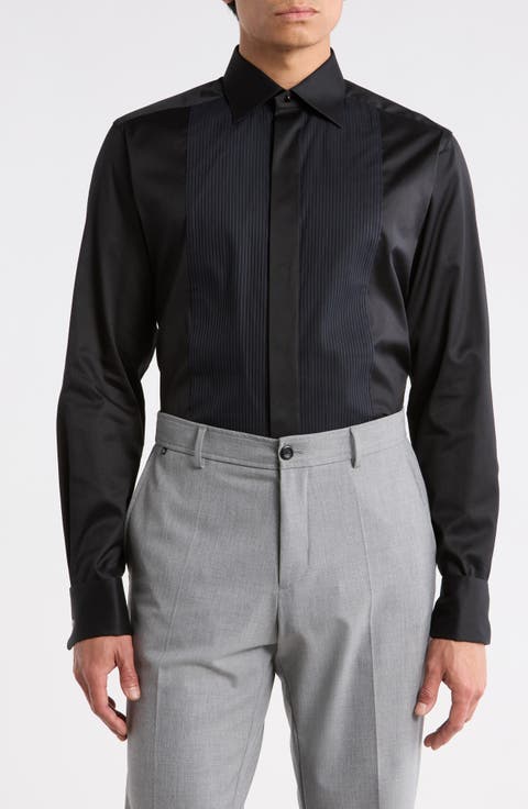 Contemporary Fit Pleated Bib Front Dress Shirt
