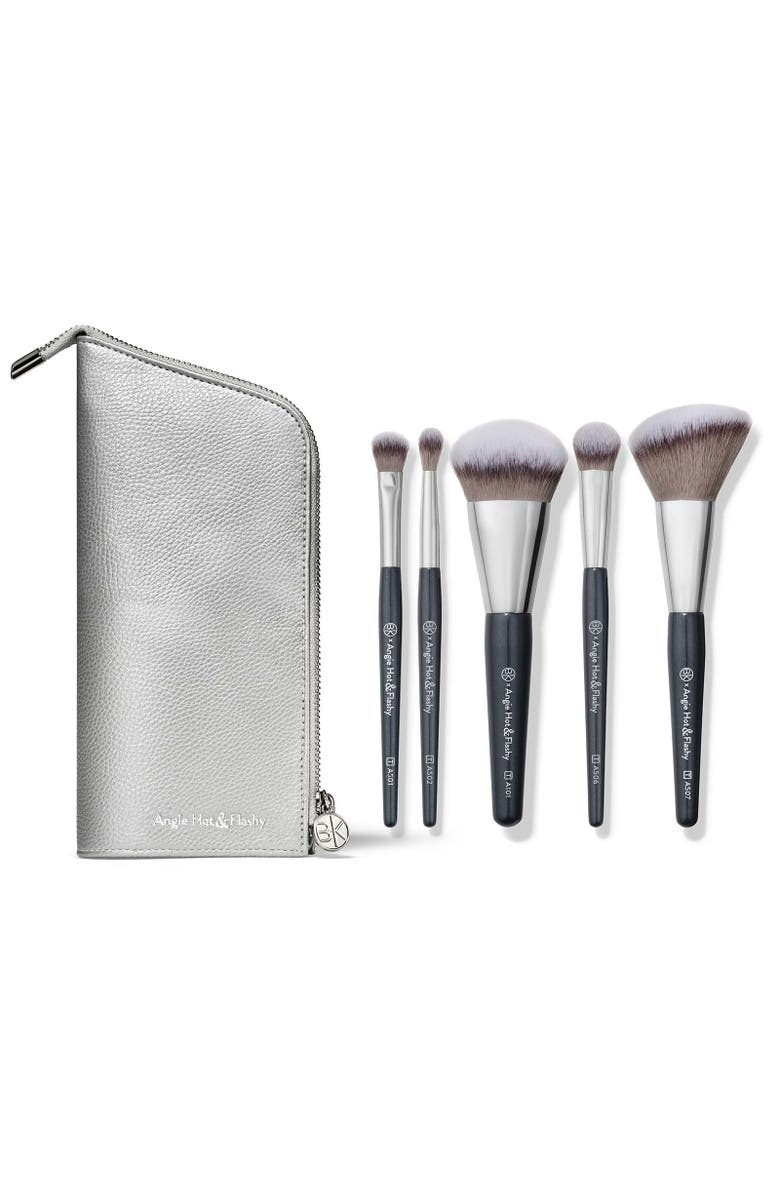 BK Beauty Angie Hot & Flashy Travel Brush Set with Pouch, Main, color, Grey