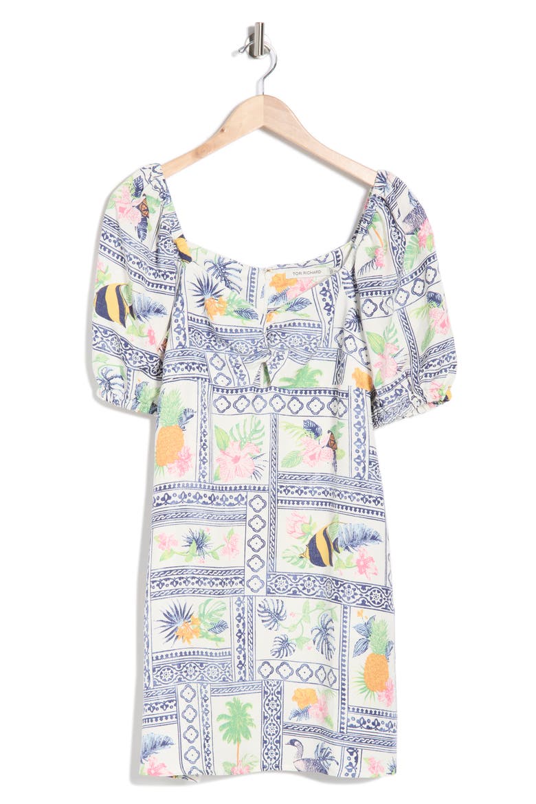 Island Collective Esperanza Puff Sleeve Linen Blend Dress, Alternate, color, VANILLA