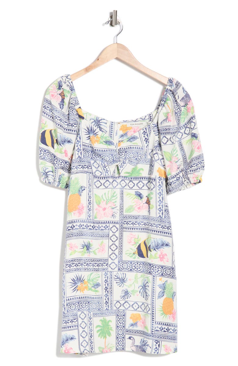 Tori Richard Island Collective Esperanza Puff Sleeve Linen Blend Dress, Alternate, color, Vanilla