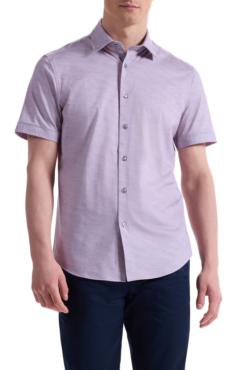 Bugatchi Miles OoohCotton<sup>®</sup> Short Sleeve Button-Up Shirt, Main, color, Wood Rose