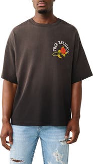True Religion Oversize Floral Snake Graphic T-Shirt