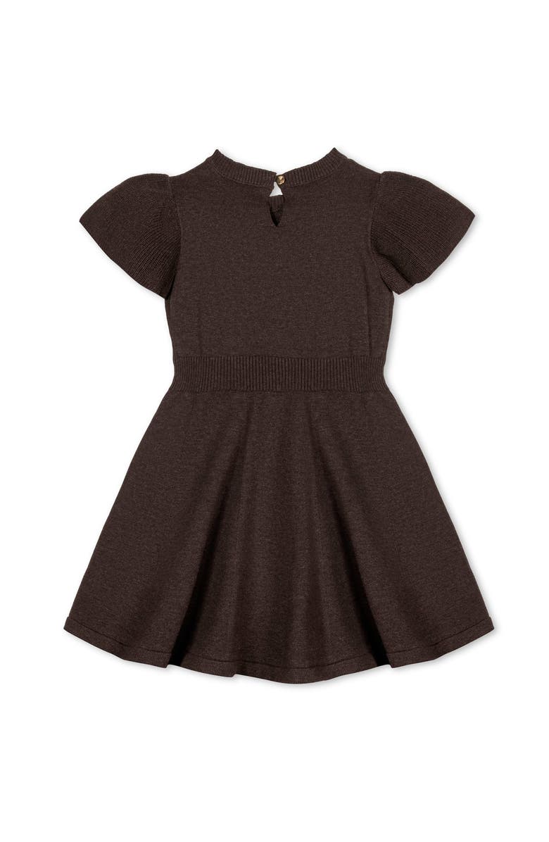 Hope & Henry Kids' Organic Flutter Sleeve Cable Sweater Dress, Alternate, color, Chocolate Heather