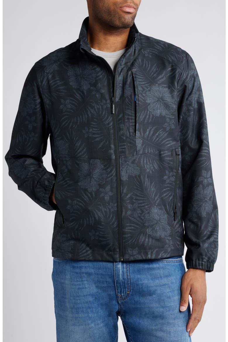 On Par Hibiscus Drive Packable Jacket, Alternate, color, BLACK