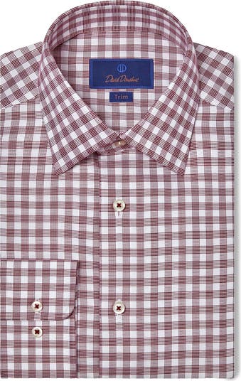 Trim Fit Check Cotton Dress Shirt