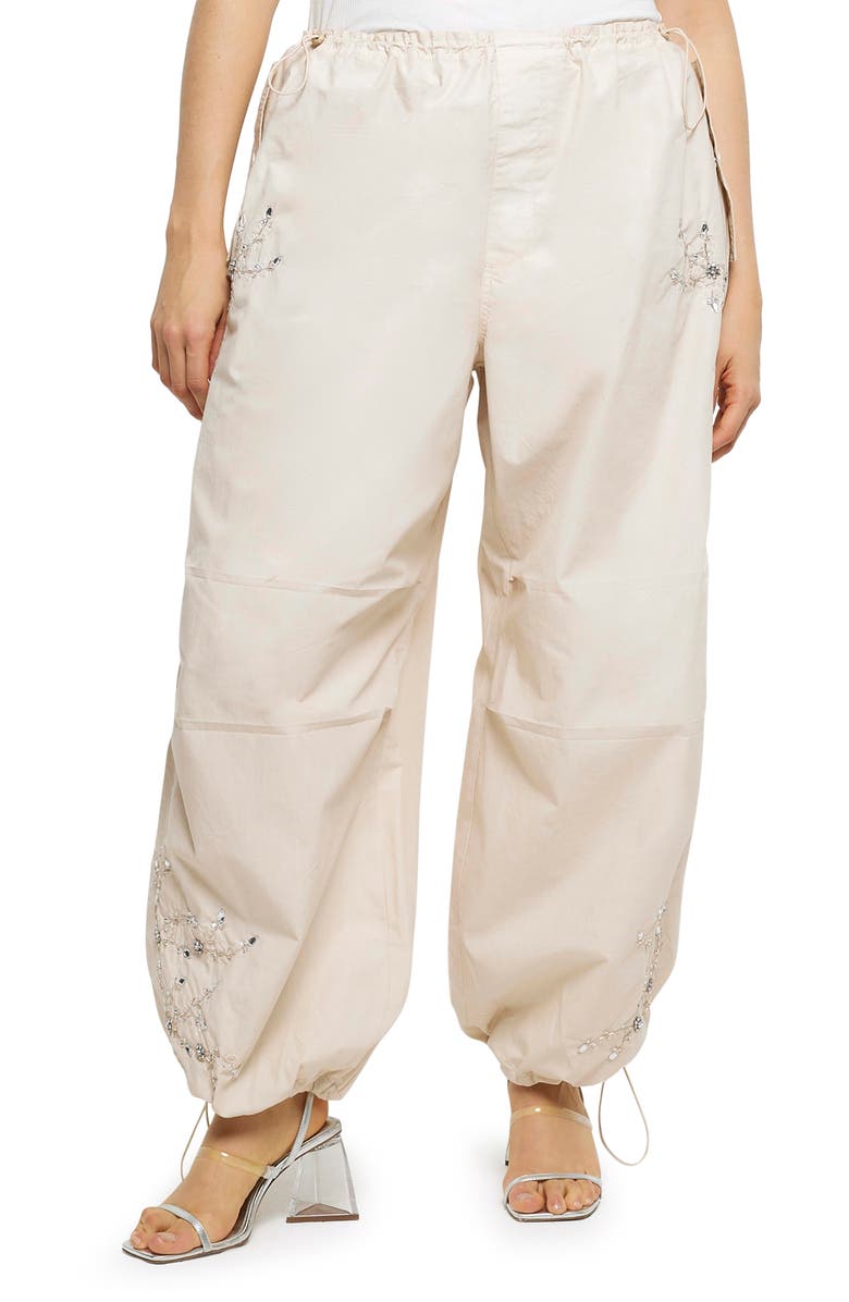 River Island Embellished Baggy Parachute Pants, Main, color,
