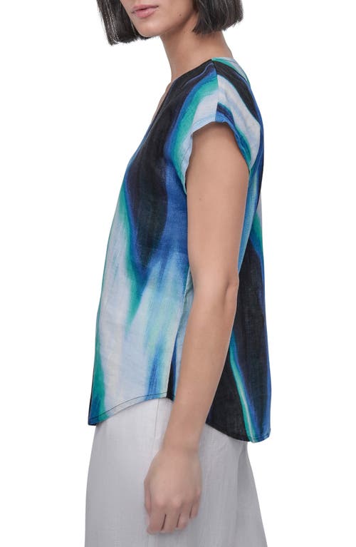 Dkny V-neck Linen Top In Caribbean