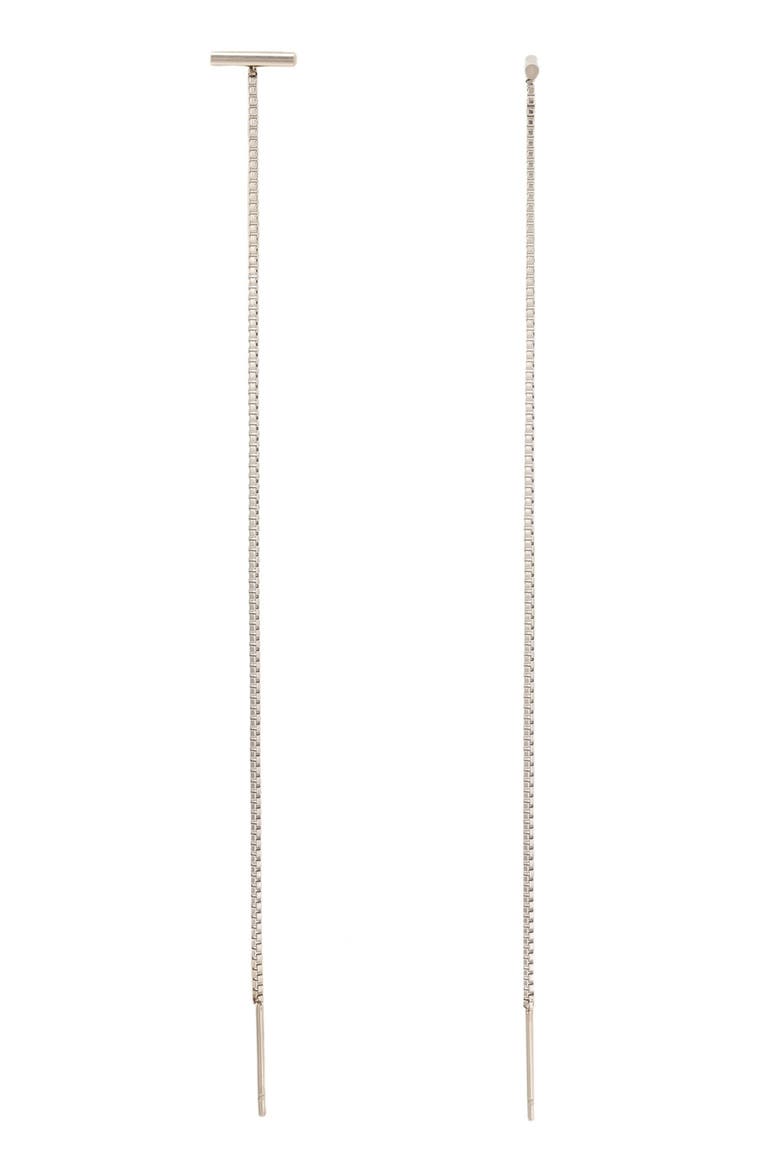 Bar Box Chain Threader Earrings, Alternate, color, SILVER