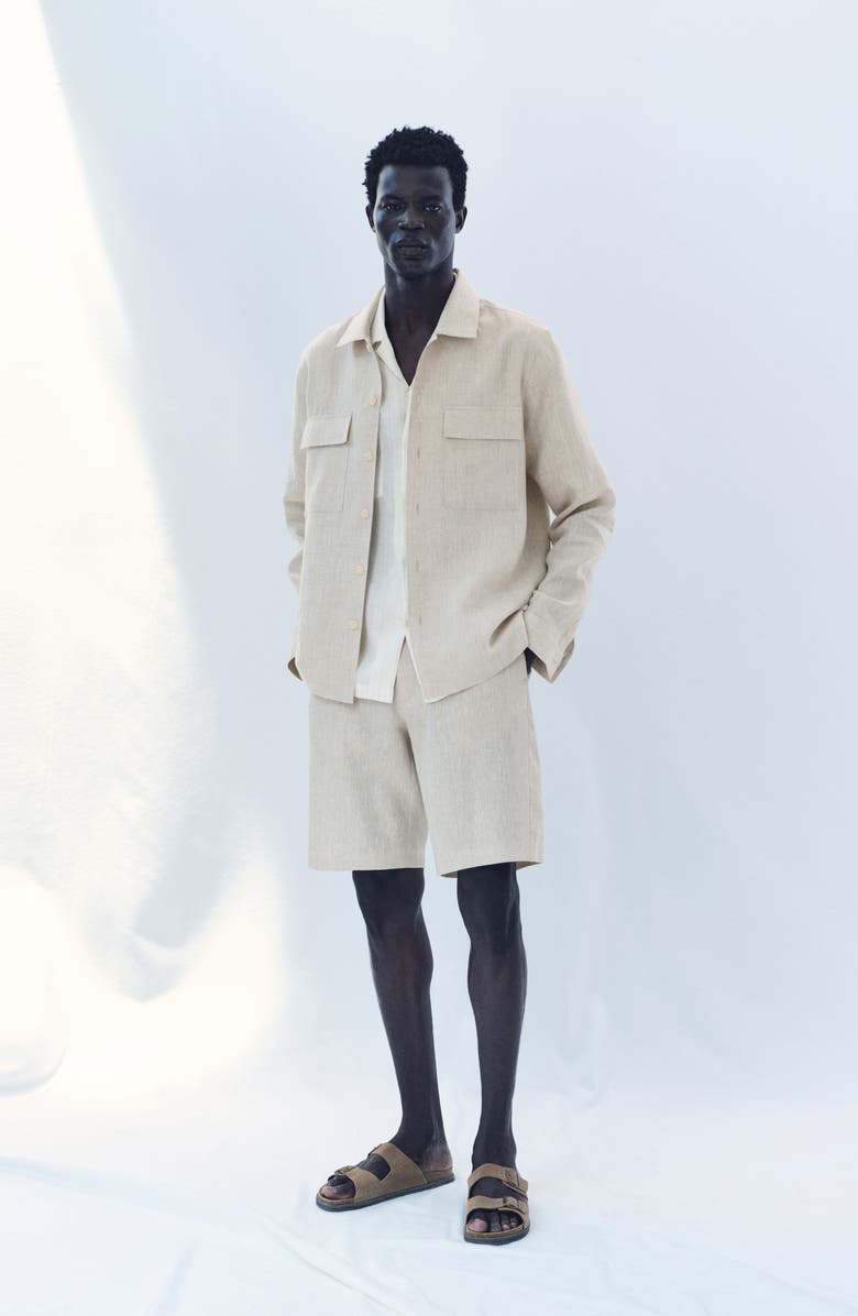 MANGO Linen Overshirt with Pockets, Alternate, color,