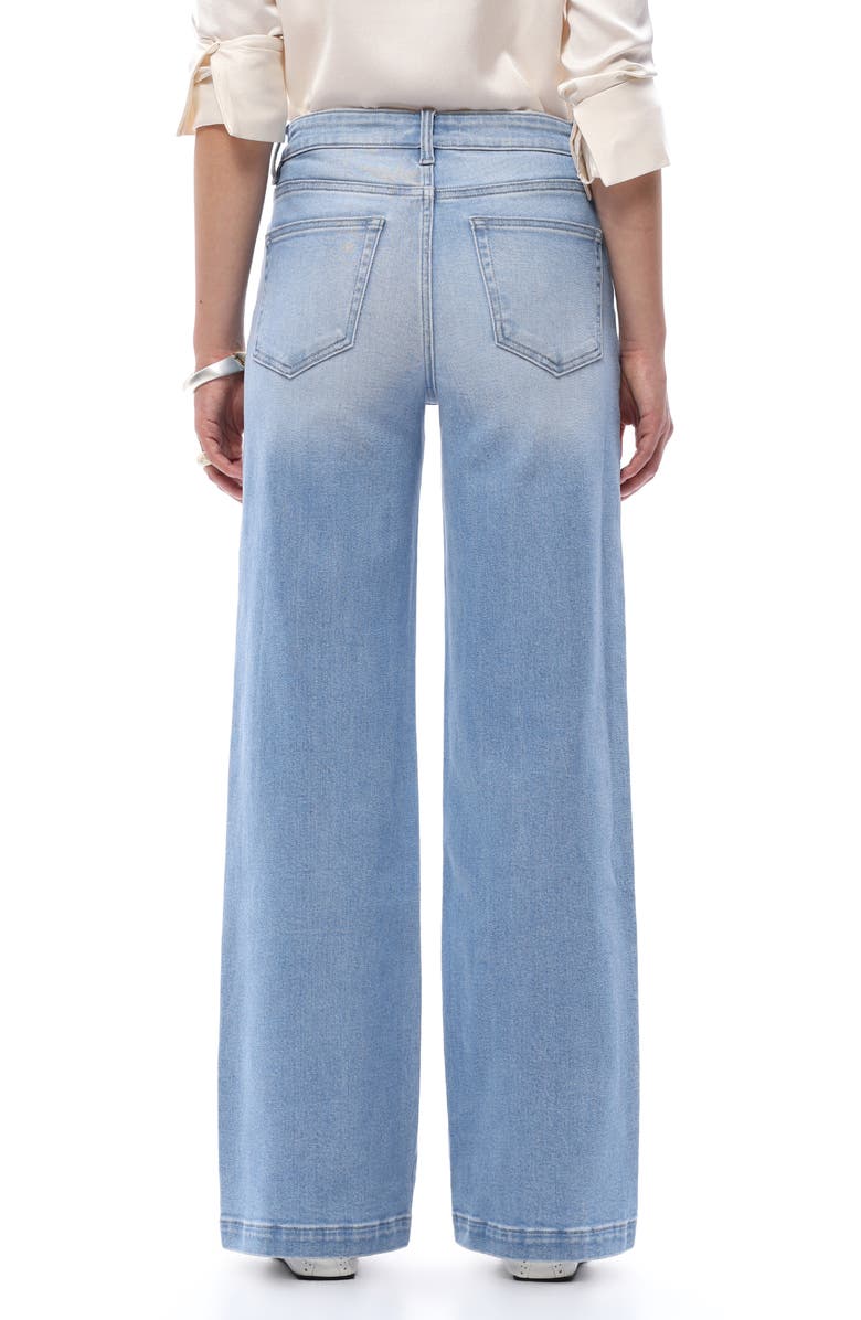 Bayeas Floral Embroidered Mid Rise Wide Leg Jeans, Alternate, color,