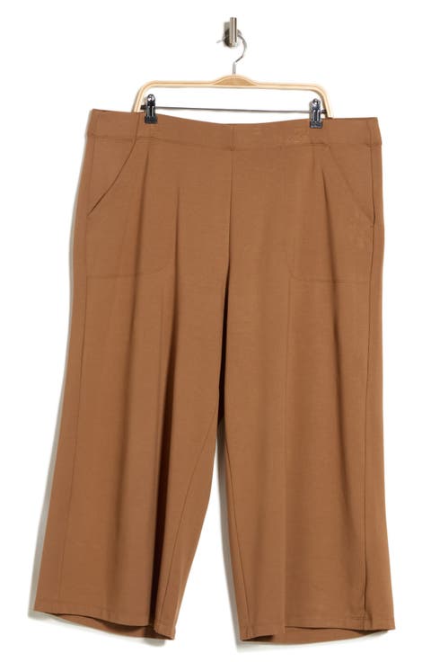 Ponte Knit Crop Wide Leg Pants