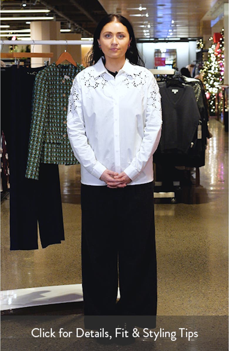 The Kira Floral Appliqué Button-Up Shirt, sales video thumbnail