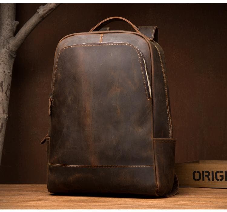 STEEL HORSE LEATHER The Vernon Backpack | Genuine Vintage Leather Minimalist Backpack, Alternate, color, Brown