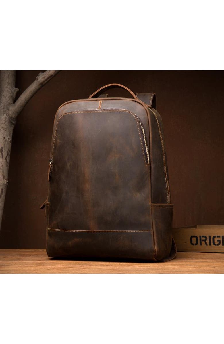 STEEL HORSE LEATHER The Vernon Backpack | Genuine Vintage Leather Minimalist Backpack, Alternate, color, Brown