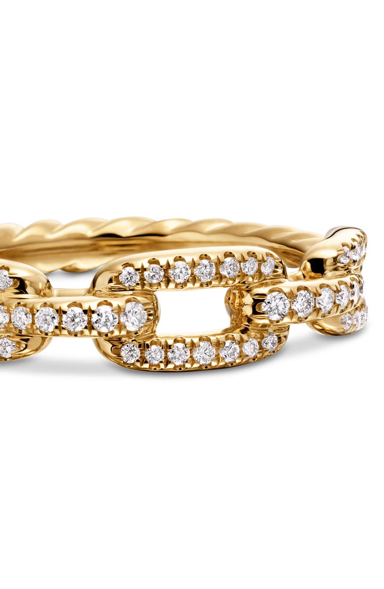 David Yurman Stax Chain 18K Gold Pavé Chain Link Ring with Diamonds, 4.5mm, Alternate, color, Yellow Gold/ Diamond