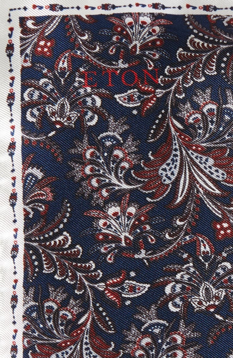 Eton Paisley Silk Pocket Square, Alternate, color,