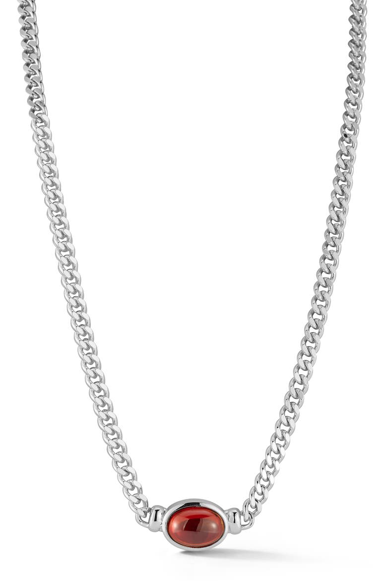 Cubic Zirconia Curb Chain Necklace, Main, color, SILVER