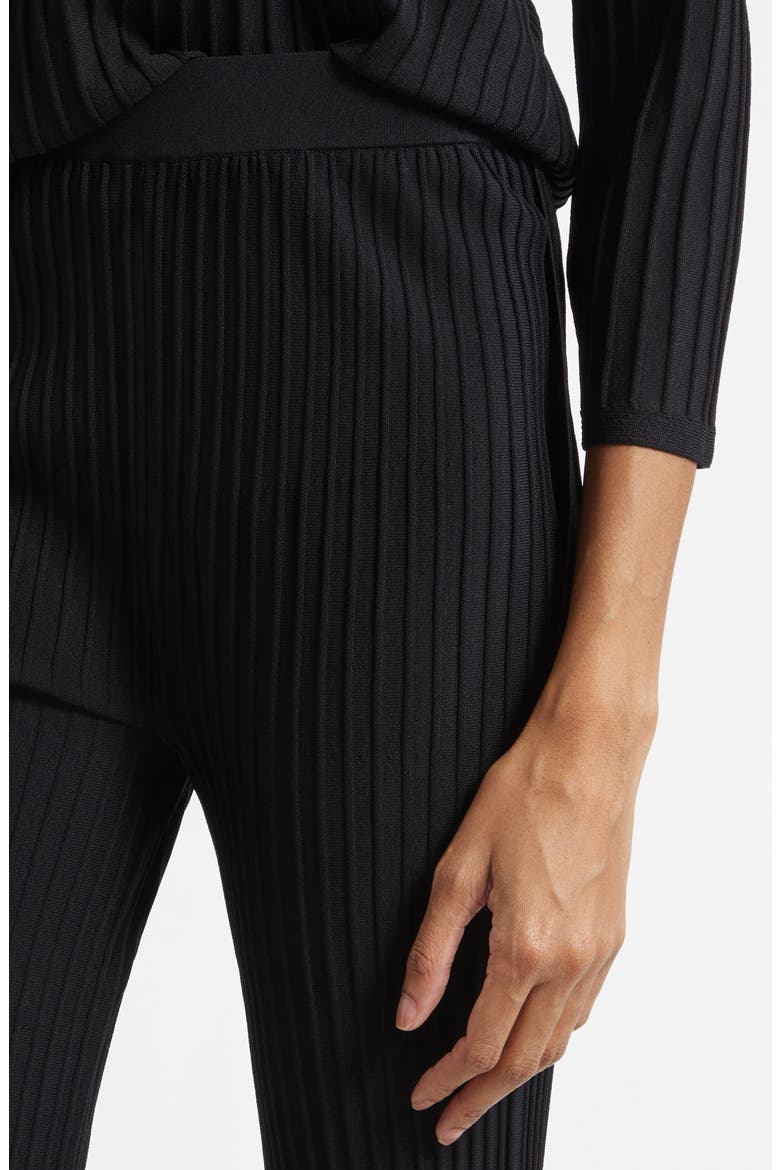 Pure Bello Rib Kick Flare Pants, Alternate, color, BLACK