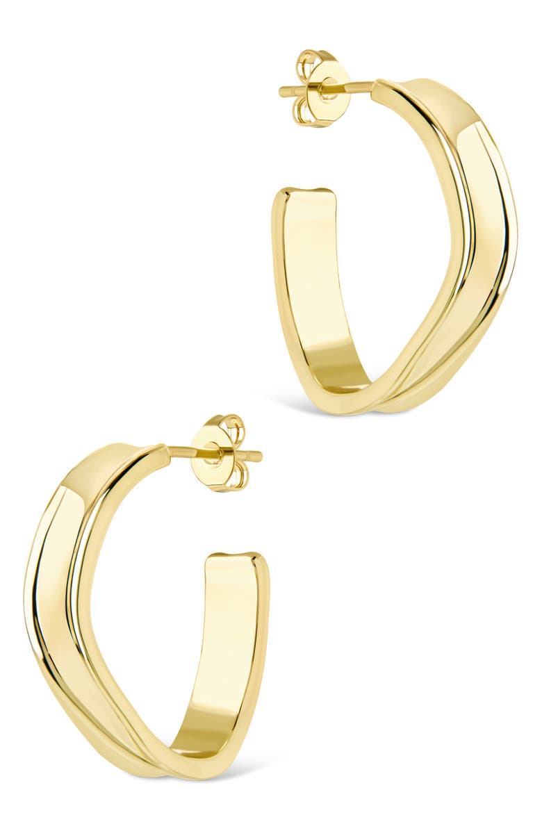 Sterling Forever Dayton Abstract Twist Hoop Earrings, Alternate, color, Gold