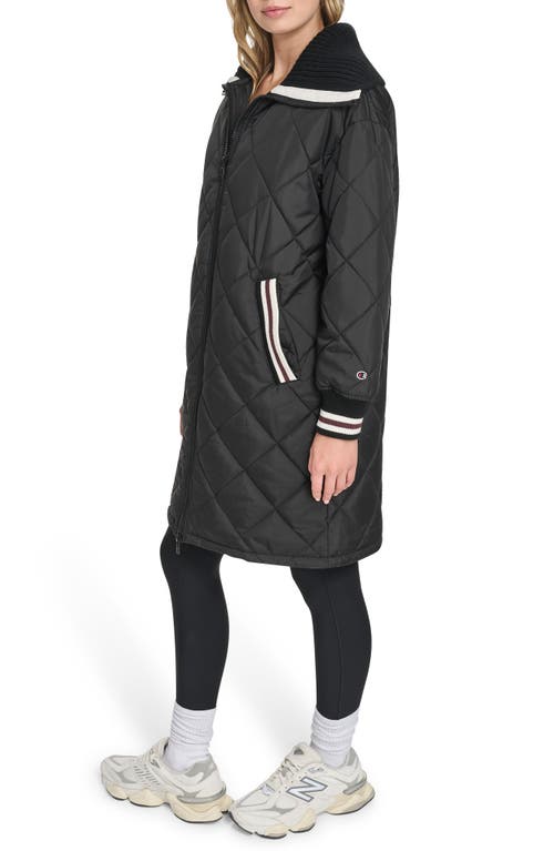 Champion Diamond Quilted Coat In Black