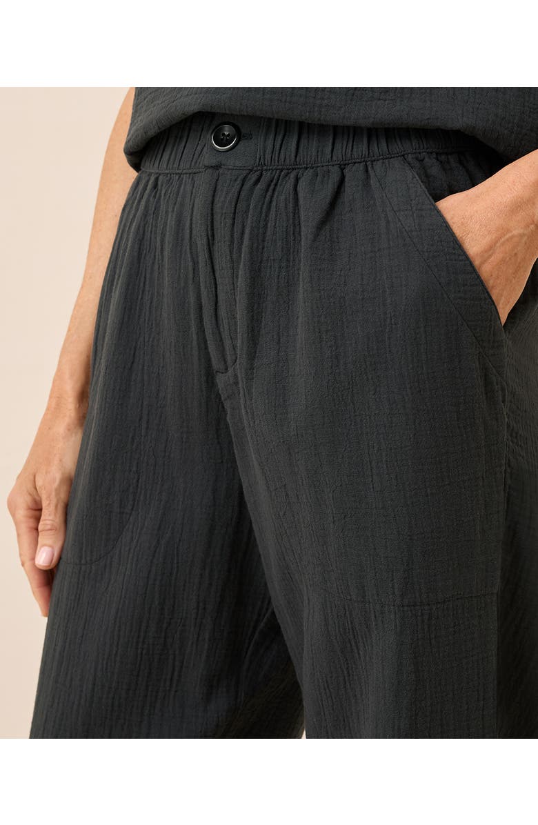 Pact Organic Cotton Coastal Double Gauze Rolled Cuff Pant, Alternate, color, Black