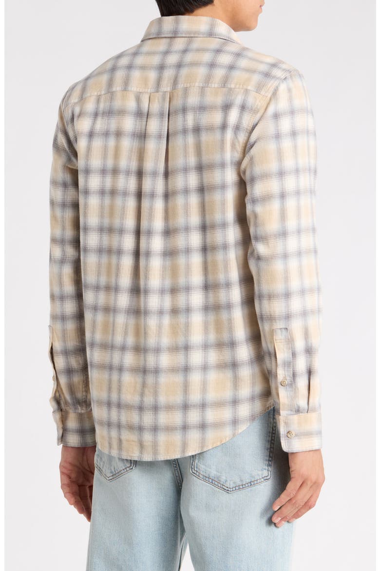 Plaid Flannel Button-Up Shirt, Alternate, color, IVORY- TAN ARES PLAID