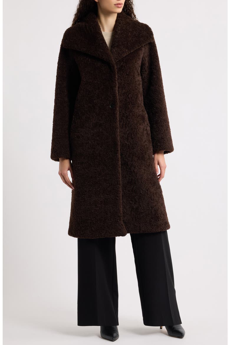 Faux Fur Shawl Collar Coat, Alternate, color, SMOKED TRUFFLE