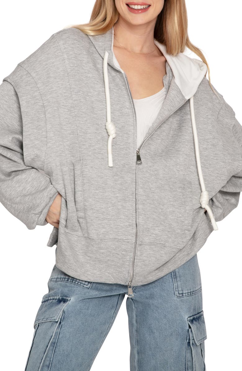 Belle & Bloom No Ordinary Love Zip Hoodie, Alternate, color, Grey Marle