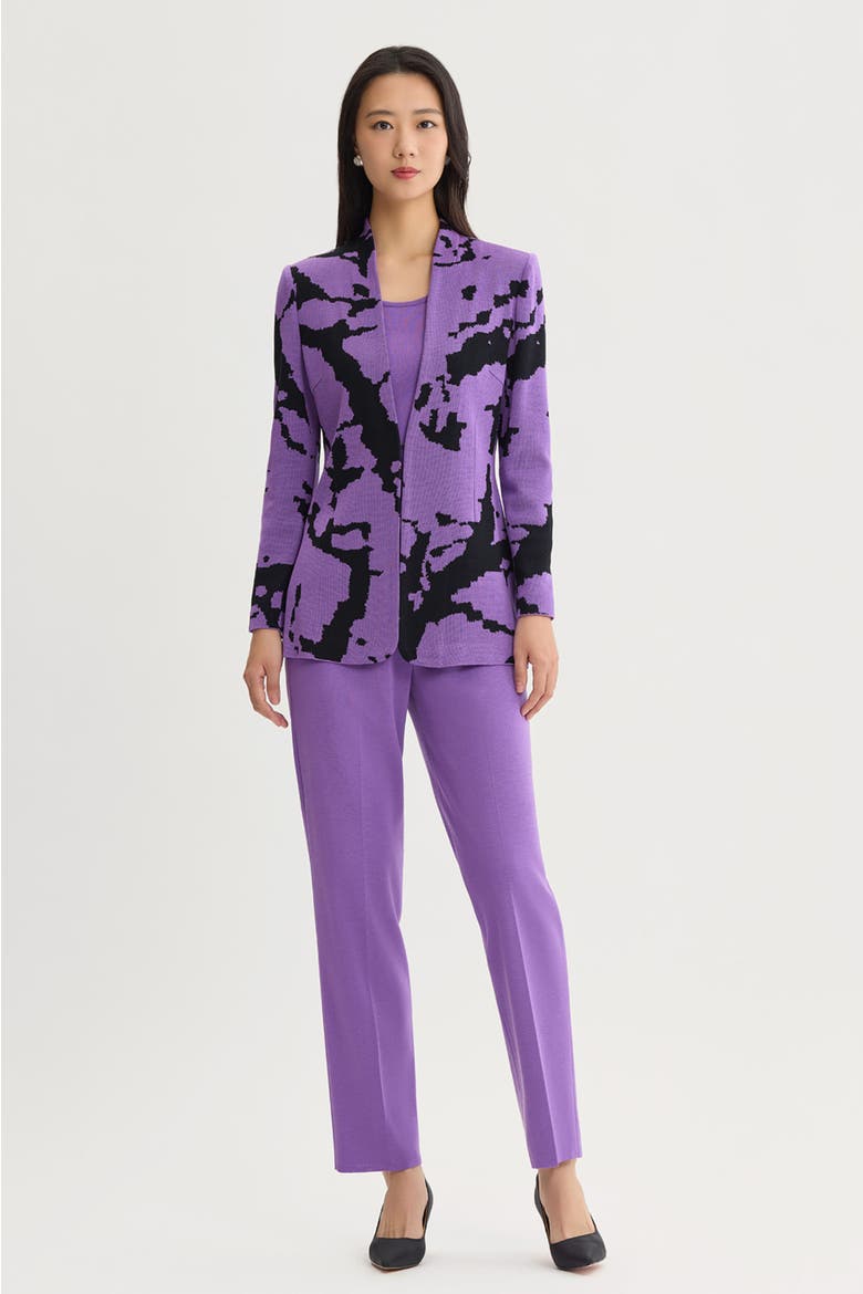 Abstract Jacquard Knit Jacket, Alternate, color, Sunset Purple/Black