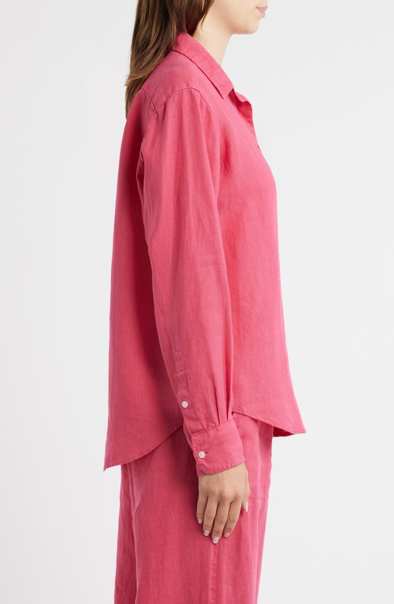 Frank & Eileen Relaxed Linen Button-Up Shirt, Alternate, color, Raspberry