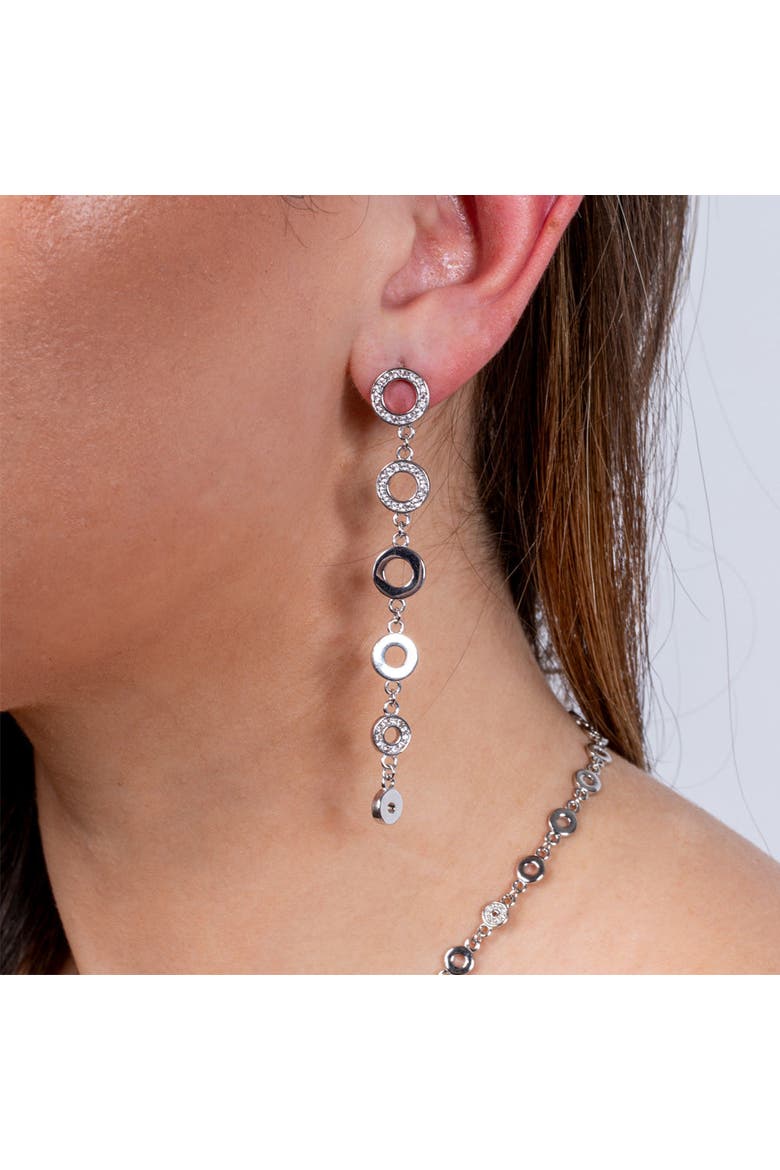 Art Deco Halo Drop Earrings, Alternate, color, Sterling Silver