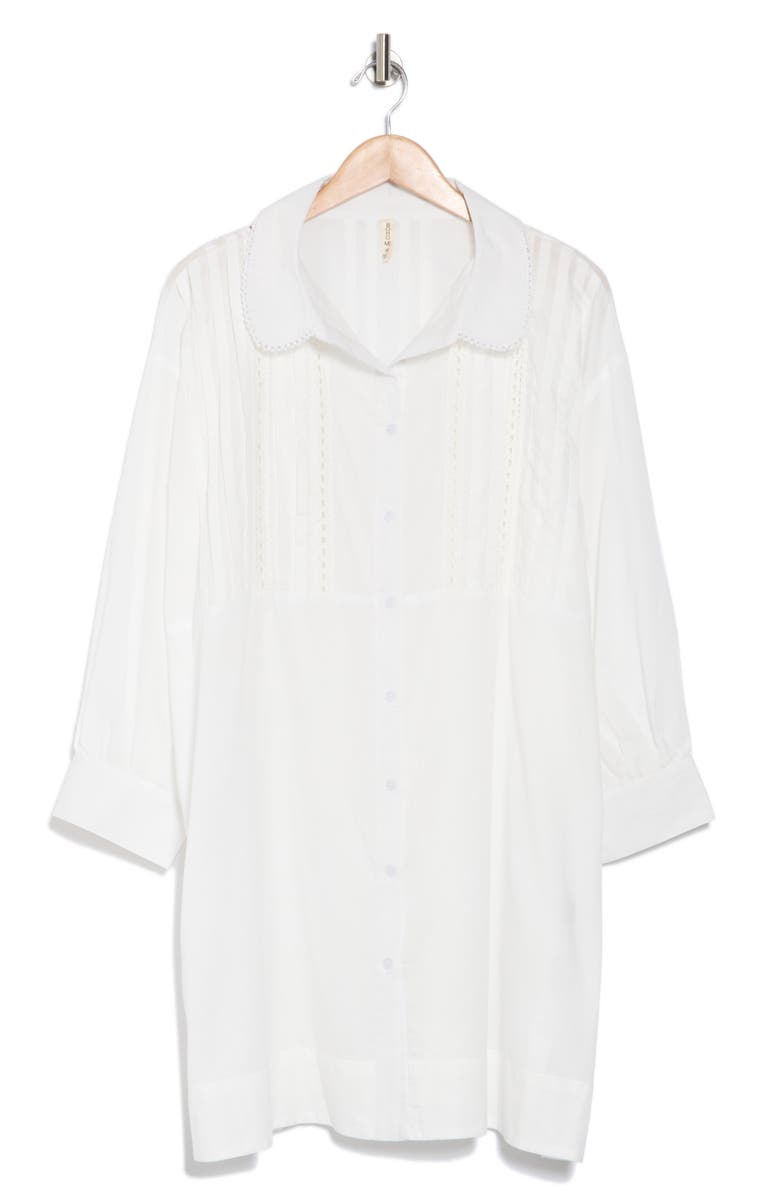 BOHO ME Lace Inset Button-Up Shirt, Alternate, color, White