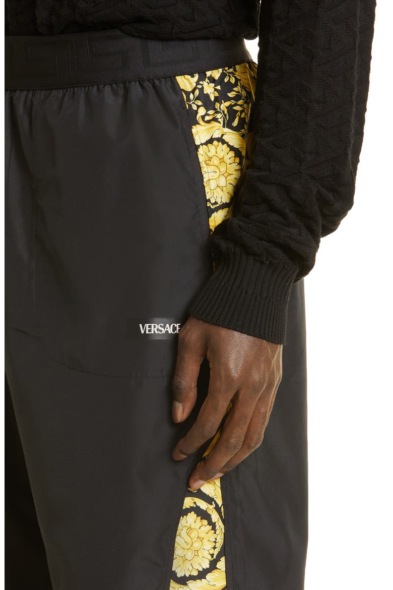 Men's Medusa Side Stripe Track Pants, Alternate, color, BLACK/ PRINT