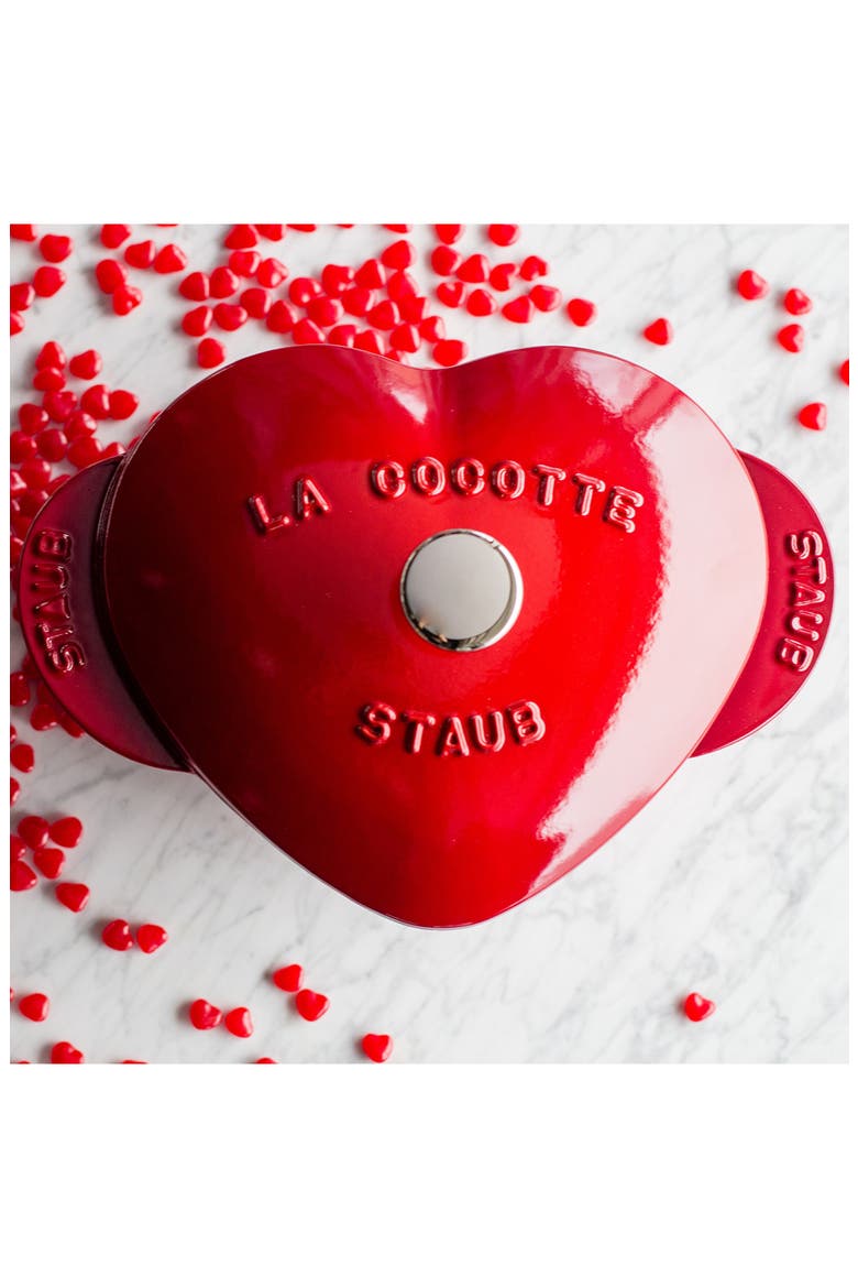 1.75-Quart Enameled Cast Iron Heart Baking Dish, Alternate, color, CHERRY