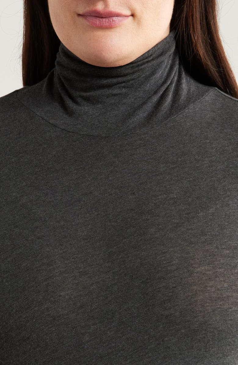 Eileen Fisher Long Sleeve Turtleneck Top, Alternate, color, Charcoal