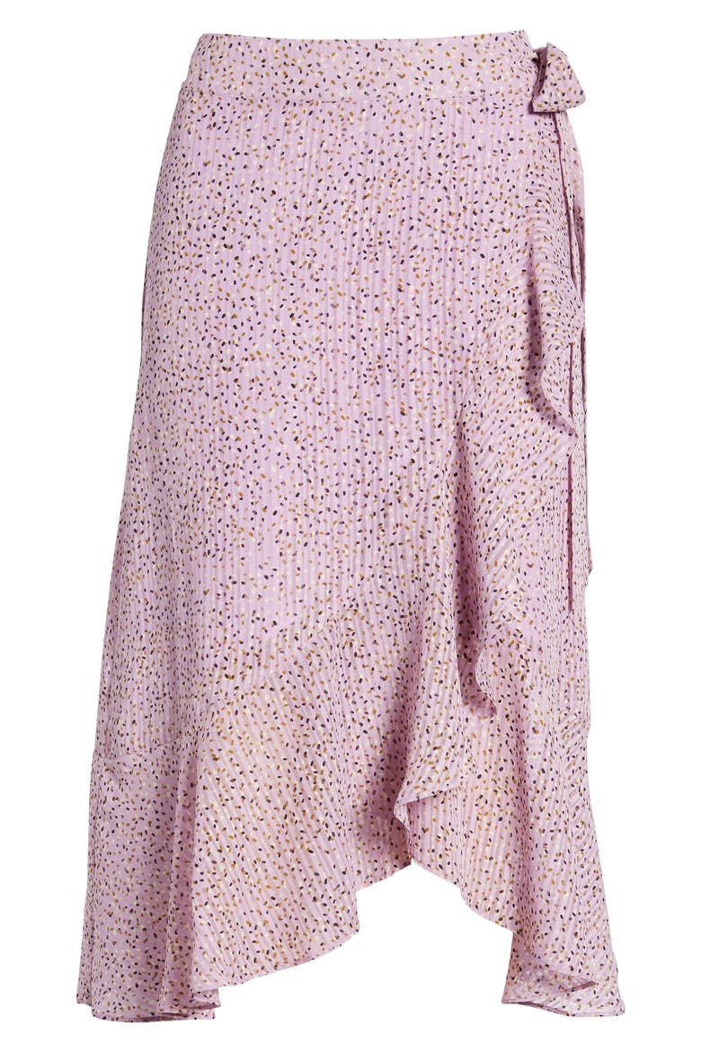 Printed Flounce Hem Wrap Skirt, Alternate, color, LAVENDER DOT