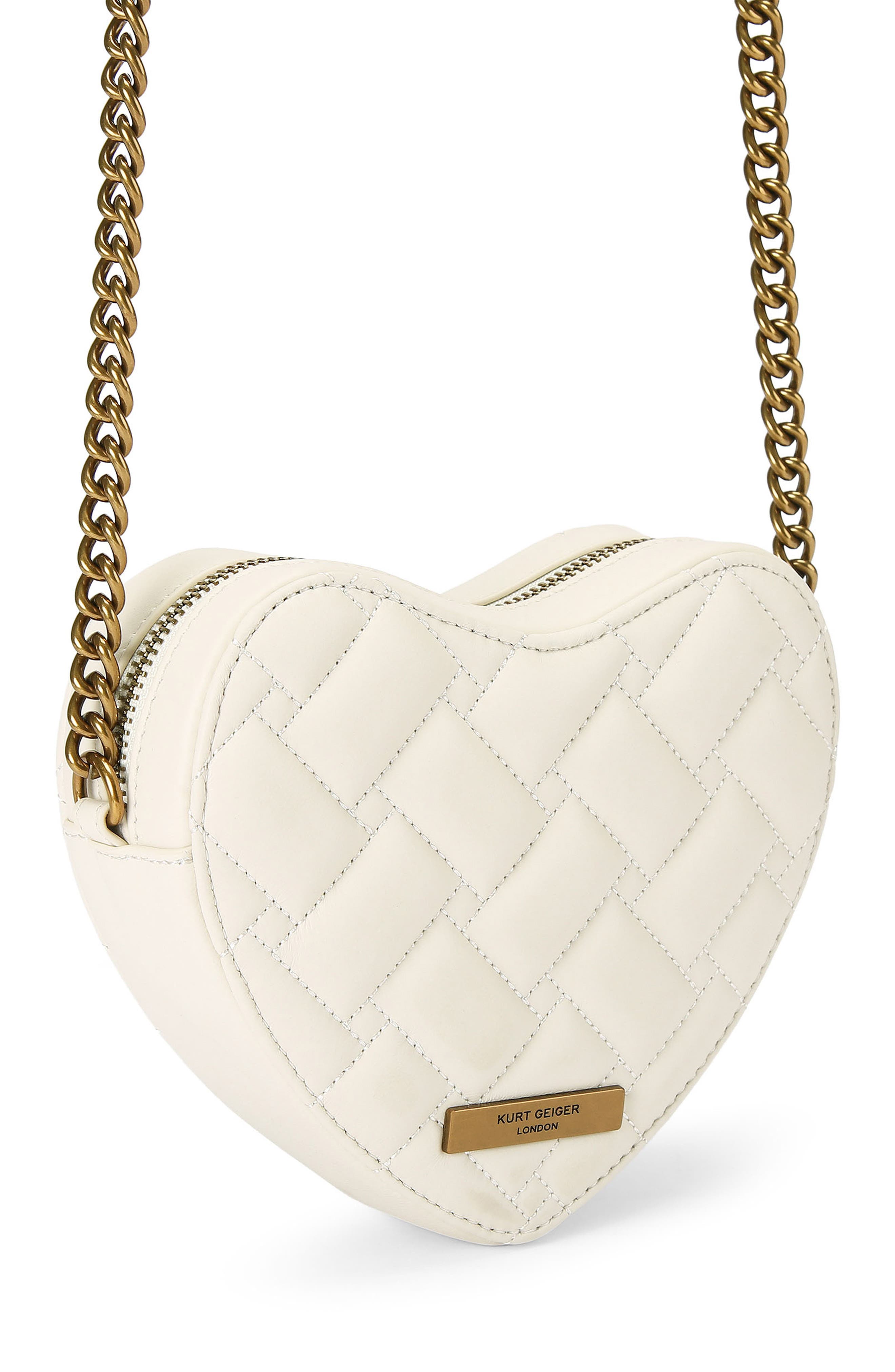 Kurt Geiger London Kensington Heart Quilted Leather Crossbody Bag, Alternate, color, 