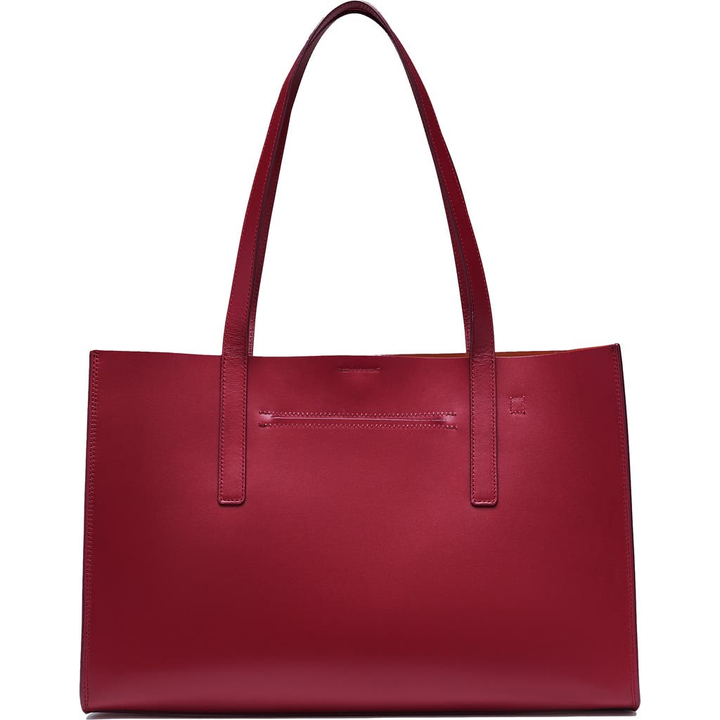 Hyer Goods Upcycled Leather Laptop Tote Bag In Burgundy