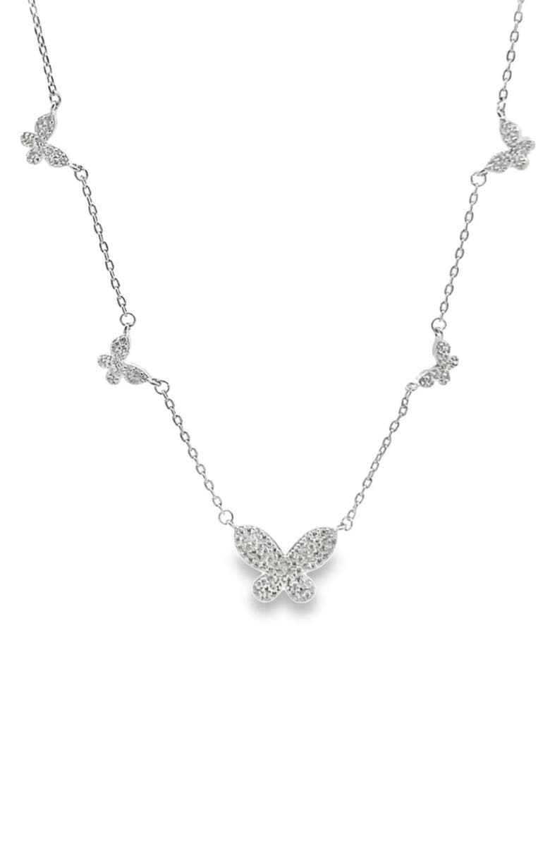 MacRae & Co. Pavé Butterfly Station Necklace, Main, color, Silver