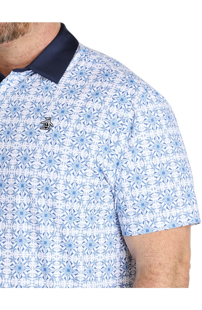 Original Penguin Big & Tall Pete's Cocktail Windowpane Patterned Polo Shirt, Alternate, color, Bright White