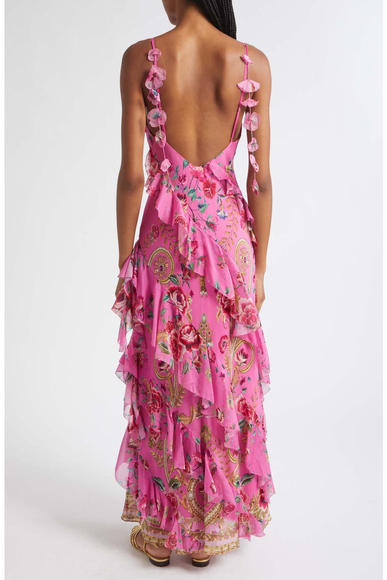 Matadora Flora Asymmetric Ruffle Silk Slipdress, Alternate, color, MATADORA FLORA